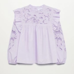 Lace panel cotton blouse